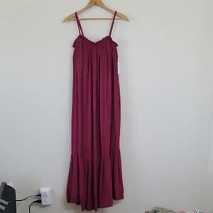 NWT Soma WKND Crinkle Woven Maxi Bra Dress Red Size Medium